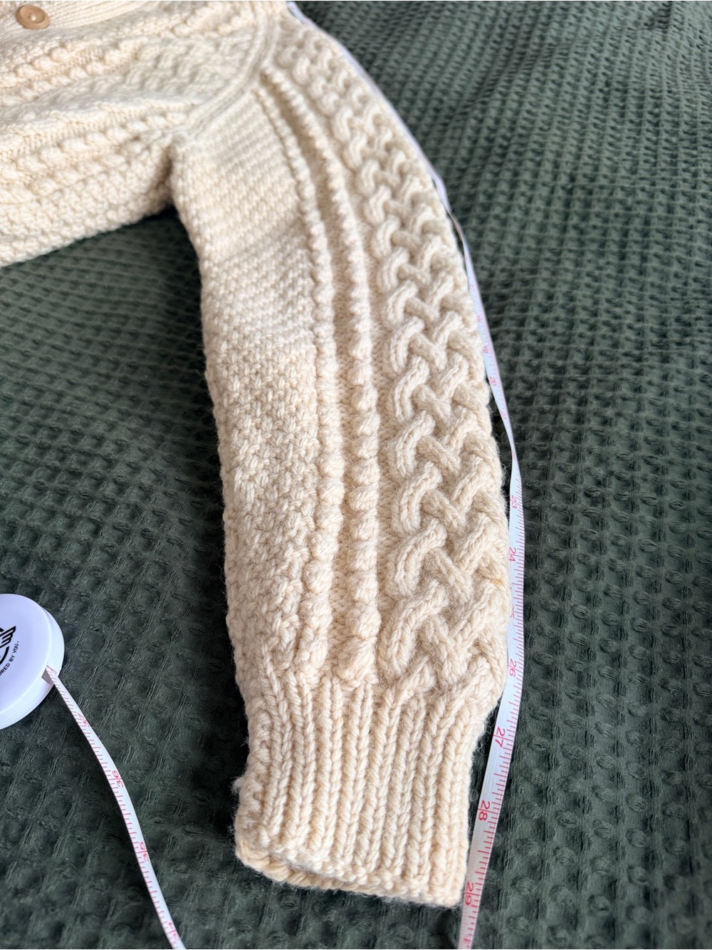 Inverallan 4A Cream Aran Cable Knit Cardigan Sweater - Picture 4 of 7